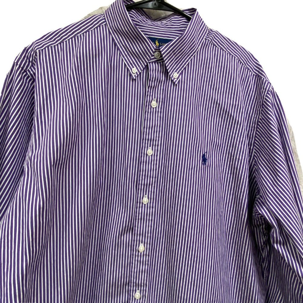 Ralph Lauren Classic Fit Button Down Purple stripe - Picture 3 of 9